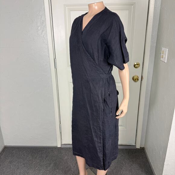 Linen tales Closet Women's Linen Dress Wrap One Size Vine Gray K3-23 - Picture 3 of 8